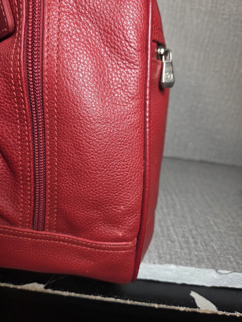 Vintage Longchamp Red Pebbled Leather Weekender Tote Bag Purse RARE Handbag - Picture 6 of 16